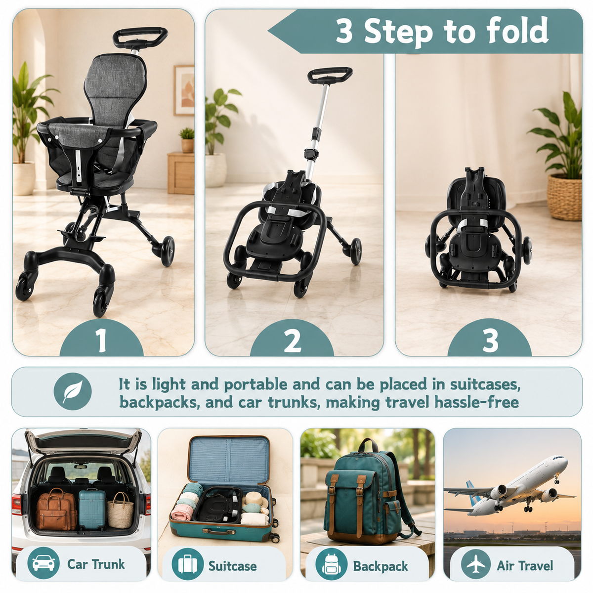 Munchkin's Foldable Baby Stroller