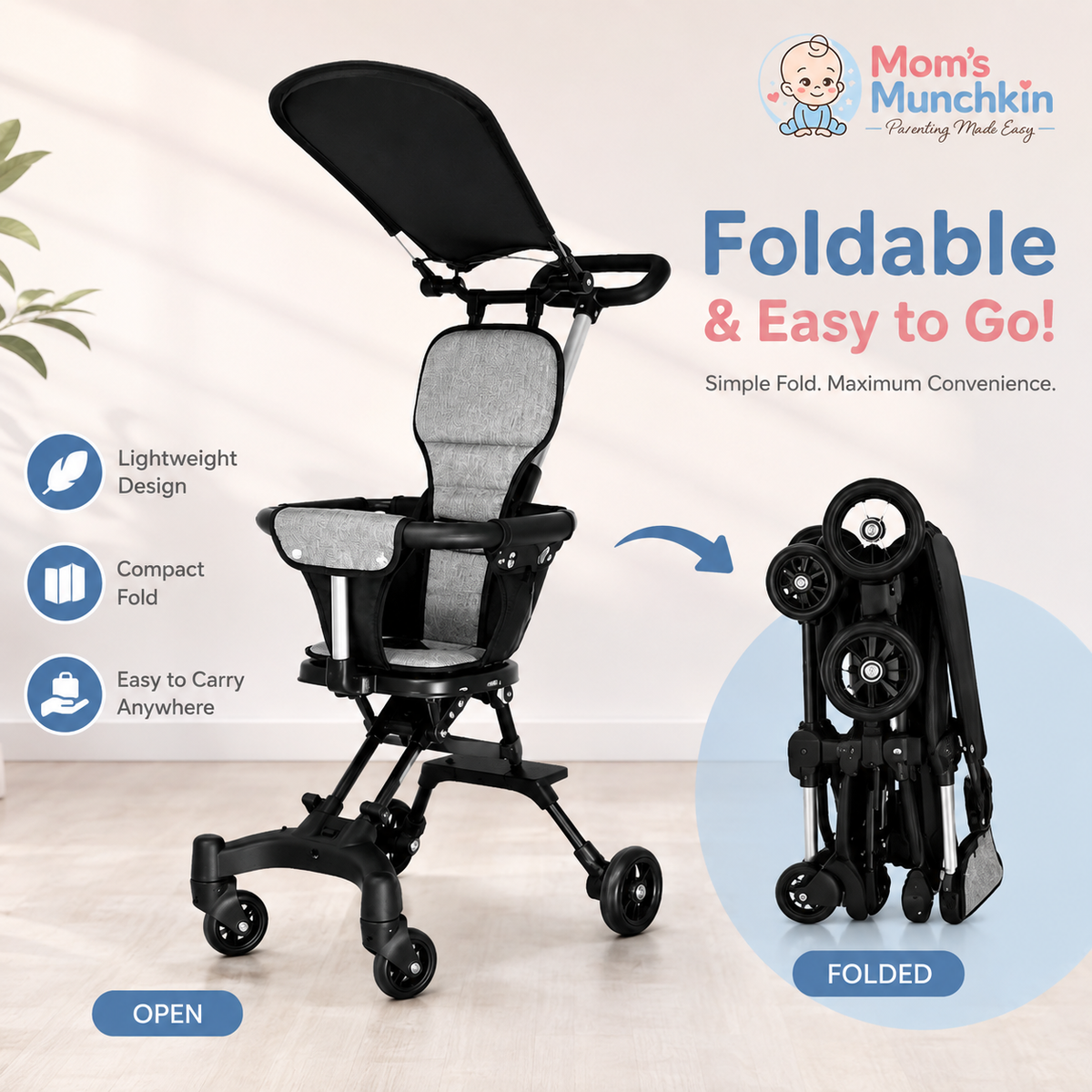 Munchkin's Foldable Baby Stroller