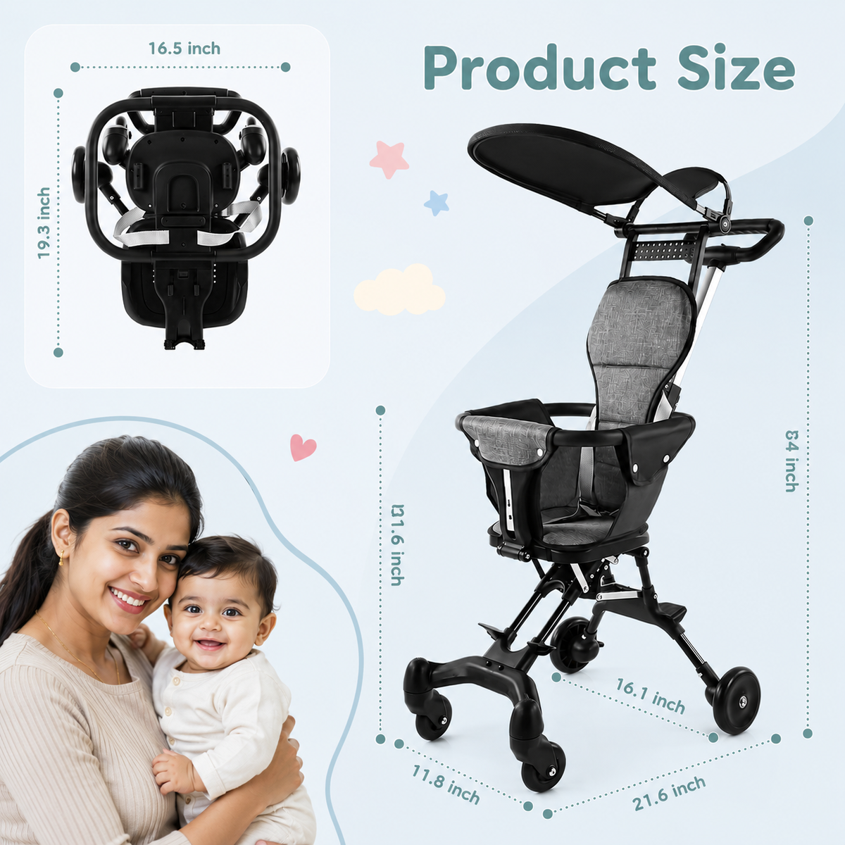 Munchkin's Foldable Baby Stroller